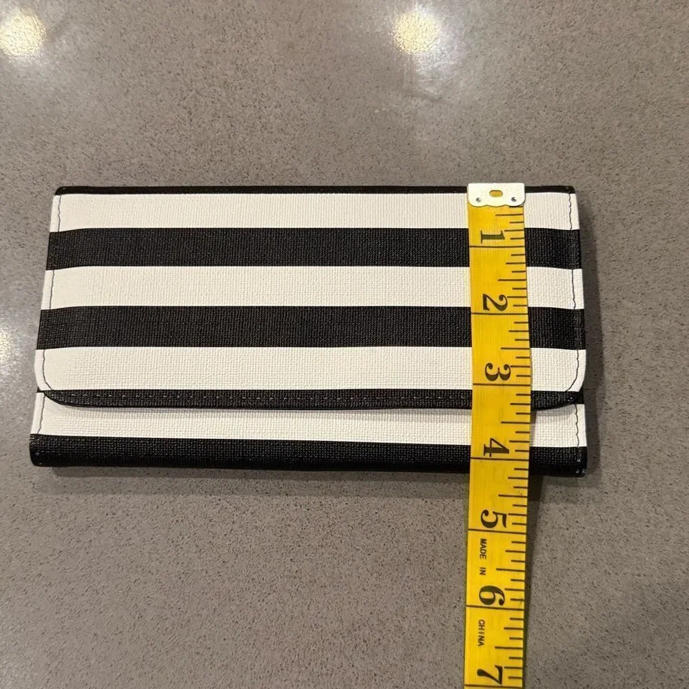 KUT From The Kloth Black/White Striped Tri-Fold Vegan Wallet